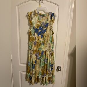 Floral Sleeveless Dress with Ruffle Details